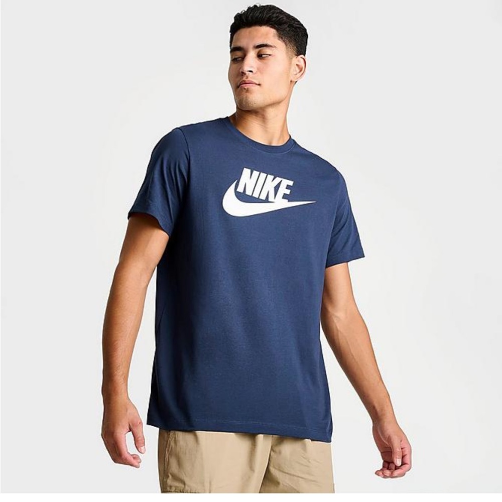 NIKE - Midnight Navy Dri Fit Tshirt with White Logo - Size M